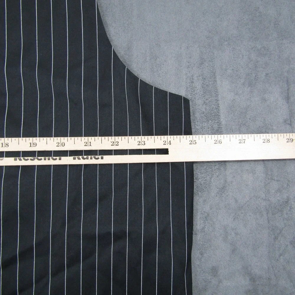 Pinstripe Suit Vest Mens 48L Black Double Breasted Waistcoat Pockets Wedding